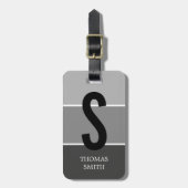 Étiquette À Bagage Cool Gris Gris Gris Gris Noir Gras Monogramme (Devant Vertical)