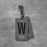 Étiquette À Bagage Cool Gris noir Gras monogramme<br><div class="desc">Cool entièrement personnalisable marque de bagages design avec texture gris arrière - plan et gras noir monogramme. Design élégant et moderne.</div>