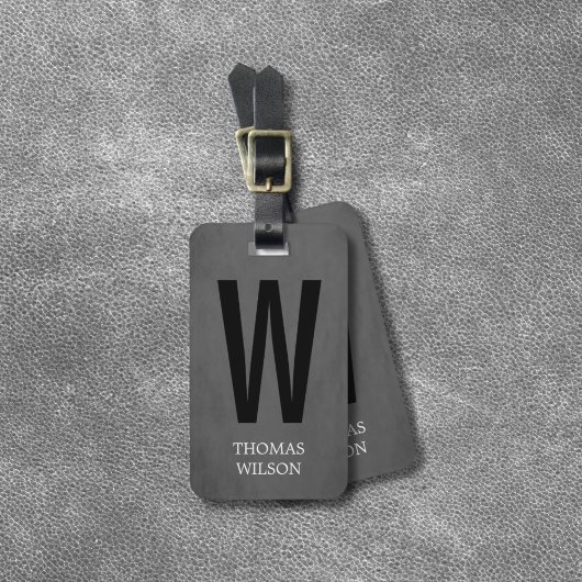 Étiquette À Bagage Cool Gris noir Gras monogramme