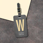 Étiquette À Bagage Cool gris noir pastel jaune gras monogramme<br><div class="desc">Cool entièrement personnalisable marque de bagages design avec texture gris arrière - plan et audacieux pastel jaune monogramme. Design élégant et moderne.</div>