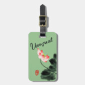 Étiquette À Bagage Cool Inhabituel Fleurs de dessin libre vert (Devant Vertical)