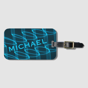 Étiquette À Bagage Cool Lumineux Blue Wave Motif personnalisé