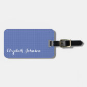 Étiquette À Bagage Cool moderne élégant Denim Blue À damiers Voyage (Devant horizontal)