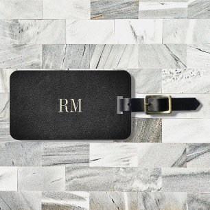 Étiquette À Bagage Cool Moderne Élégant Monogramme noir Adresse
