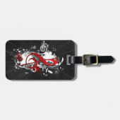 Étiquette À Bagage Cool Musique notes tourbillons pointillés fleurs é (Devant horizontal)