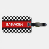 Étiquette À Bagage Cool personnalisé Motif d'indicateur noir et blanc (Dos horizontal)