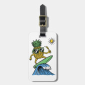 Étiquette À Bagage Cool Pineapple surf sur la plage Sea Vibrant (Devant Vertical)