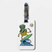 Étiquette À Bagage Cool Pineapple surf sur la plage Sea Vibrant (Dos Vertical)
