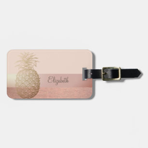 Étiquette À Bagage Cool Rayé Tendance, Ananas Doré
