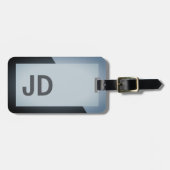 Étiquette À Bagage Cool simple foncé géométrique monogramme en gras (Devant horizontal)