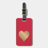 Étiquette À Bagage Cool Simple Red Faux Gold Heart (Devant Vertical)