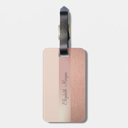 Étiquette À Bagage Cool tendance rayé, Ananas Or (Dos Vertical)