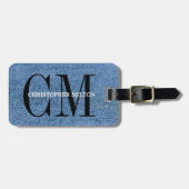 Étiquette À Bagage Cool Texture Jeans Black Bold Monogramme (Devant horizontal)