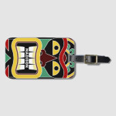 Étiquette À Bagage Cool Tiki Totem nom personnalisé (Devant Horizontal)
