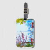 Étiquette À Bagage Cool Toronto Ontario Panorama Cityscape Aquarelle (Devant Vertical)