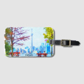 Étiquette À Bagage Cool Toronto Ontario Panorama Cityscape Aquarelle (Devant Horizontal)