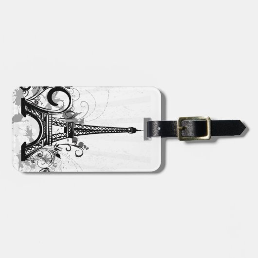 Étiquette À Bagage Cool Tour Eiffel tourbillonne des points éclabouss (Devant horizontal)