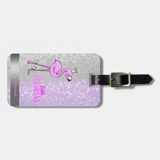 Étiquette À Bagage Cool Violet Silver Parties scintillant Bokeh Ombre (Devant horizontal)
