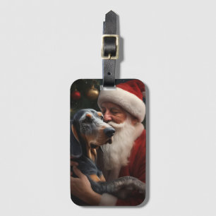 Étiquette À Bagage Coonhound Bluetick avec Noël au Père Noël