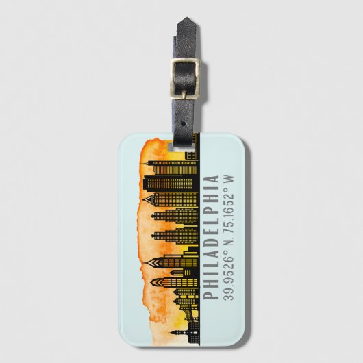 Étiquette À Bagage Coordinates de Philadelphie (Devant Vertical)