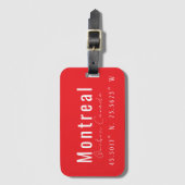Étiquette À Bagage Coordonnées de la carte de Montréal (Devant Vertical)