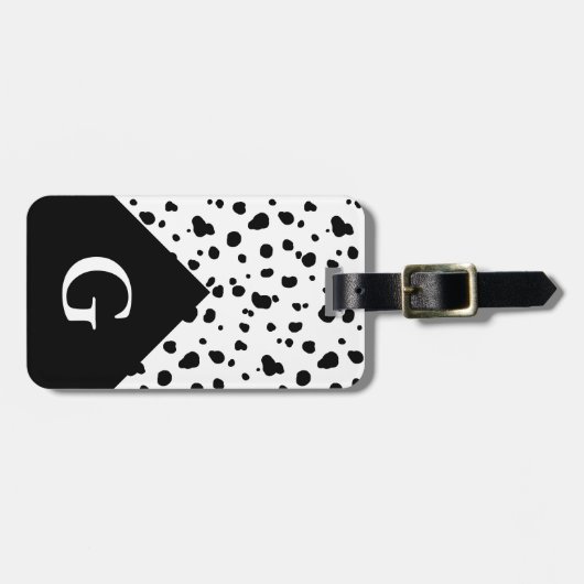 Étiquette À Bagage Copie dalmatienne moderne et lettre initiale (Devant horizontal)