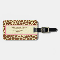 Copie de girafe et étiquette rose de bagage