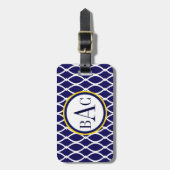 Étiquette À Bagage Copie décorée d'un monogramme de Barcelone de bleu (Devant Vertical)