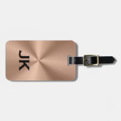 Étiquette À Bagage Copper Brown MetalliC Texture Black Text (Devant horizontal)