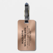 Étiquette À Bagage Copper Brown MetalliC Texture Black Text (Dos Vertical)