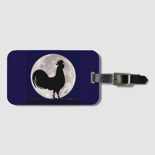 Étiquette À Bagage Coq au clair de lune (Devant Horizontal)
