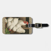 Étiquette À Bagage Coq & Hen à l'extérieur Hen House avec frontière b (Devant horizontal)