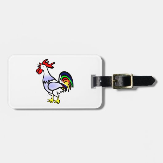 Étiquette À Bagage coq mignon de bande dessinée (Devant horizontal)