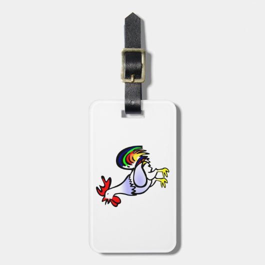 Étiquette À Bagage coq mignon de bande dessinée (Devant Vertical)