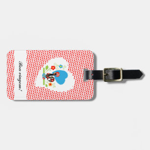 Étiquette À Bagage Coq portugais avec pois rouges