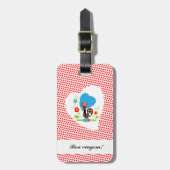 Étiquette À Bagage Coq portugais avec pois rouges (Devant Vertical)