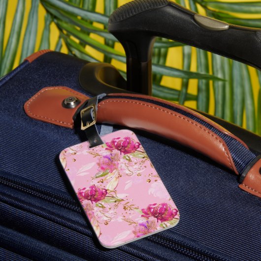 Étiquette À Bagage Coque-Mate à fleurs roses (Insitu Rectoal 1)