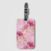Étiquette À Bagage Coque-Mate à fleurs roses (Devant Vertical)