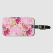 Étiquette À Bagage Coque-Mate à fleurs roses (Devant Horizontal)