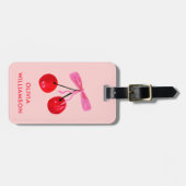Étiquette À Bagage Coquette Cherry & Pink Bow (Devant horizontal)