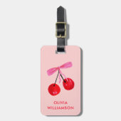 Étiquette À Bagage Coquette Cherry & Pink Bow (Devant Vertical)