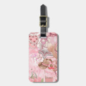 Étiquette À Bagage Coquette de l'ours rose (Devant Vertical)