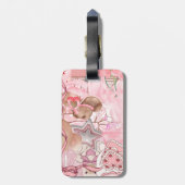 Étiquette À Bagage Coquette de l'ours rose (Dos Vertical)