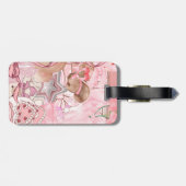 Étiquette À Bagage Coquette de l'ours rose (Dos horizontal)