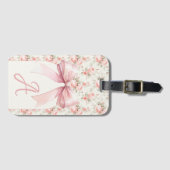 Étiquette À Bagage Coquette Monogram Rose Bow (Devant Horizontal)