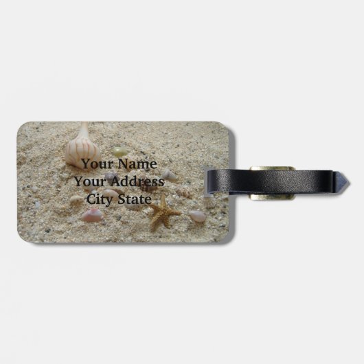 Étiquette À Bagage Coquillages Dans Le Sable (Dos horizontal)