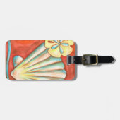 Étiquette À Bagage Coquillages Rustiques Orange (Devant horizontal)