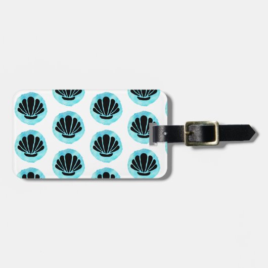 Étiquette À Bagage Coquille bleue (Devant horizontal)