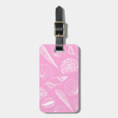 Étiquette À Bagage Coquille de mer rose illustrée (Devant Vertical)
