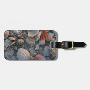 Étiquette À Bagage Coquilles de mer sur le sable